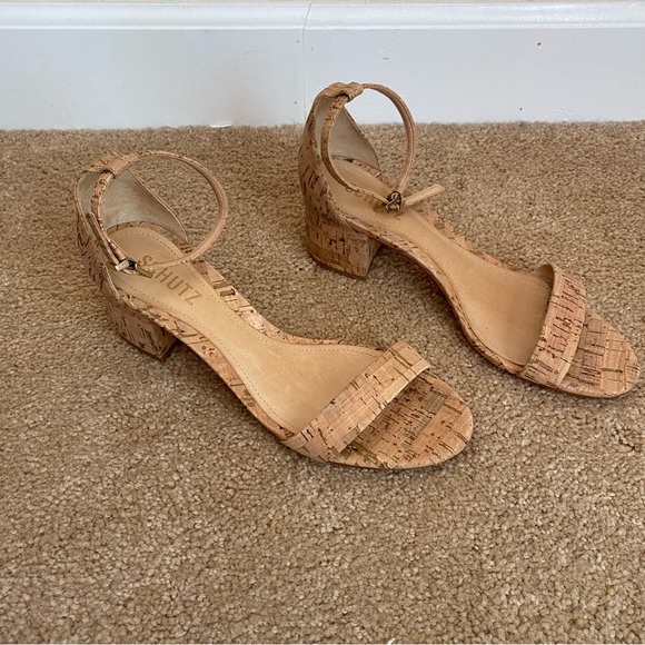 SCHUTZ Chimes Cork Sandals in Natural Sz 7.5 - Picture 2 of 6